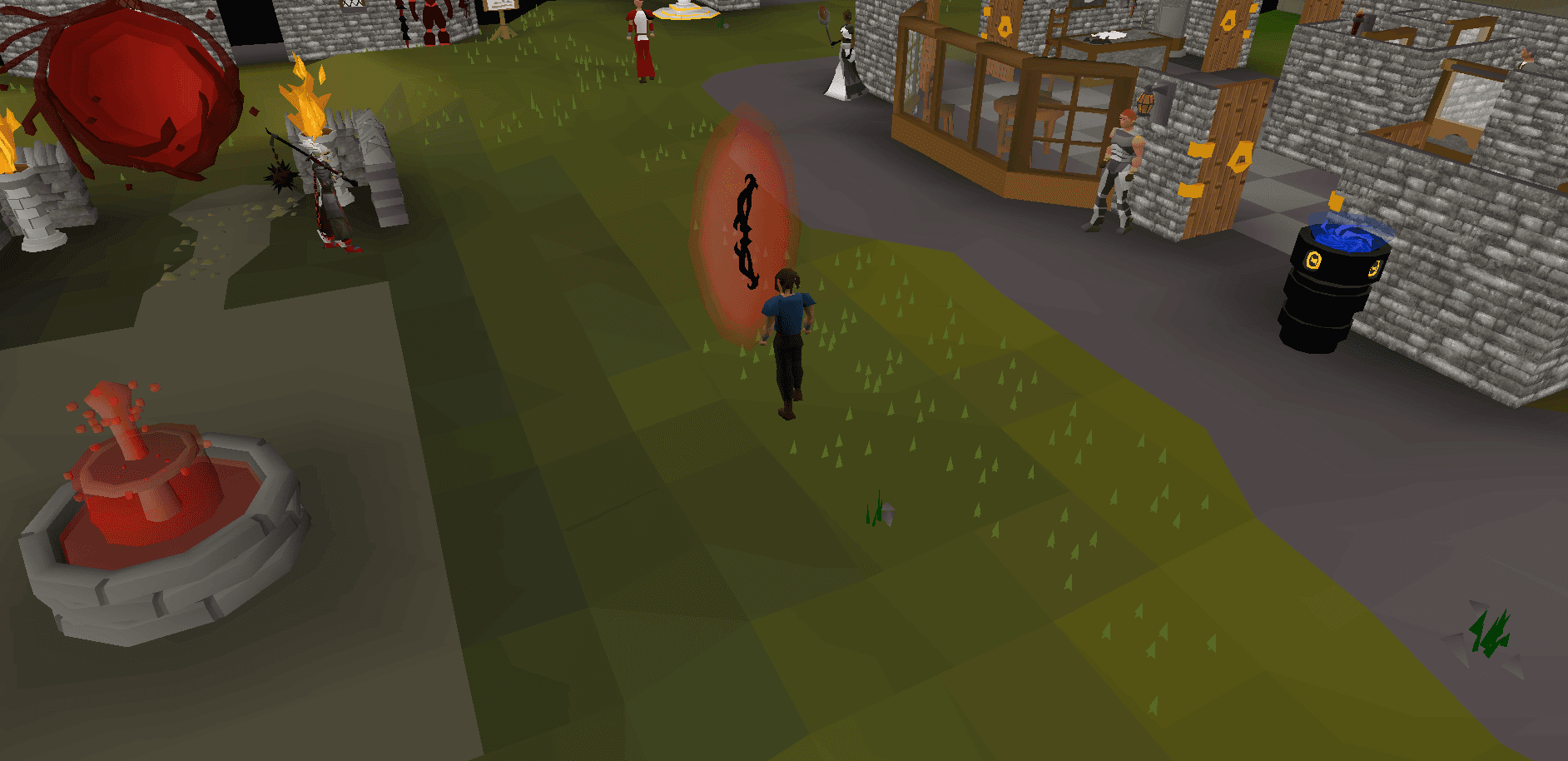 A Trinket of advanced weaponry opening at home, the chosen weapon turning inside its red glow