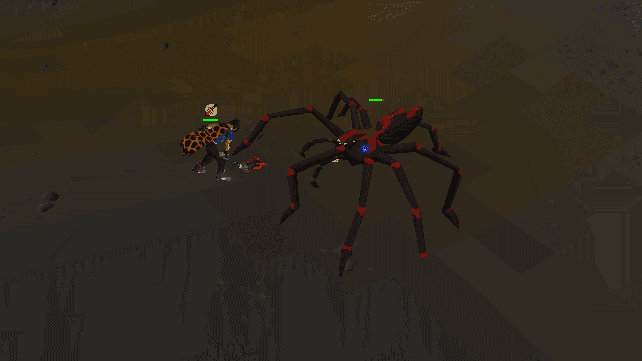 Venenatis being fought in melee in her deep Wilderness lair with one of the revenant chainmaces